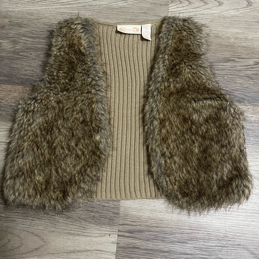 Red Camel Tan Faux Fur Vest